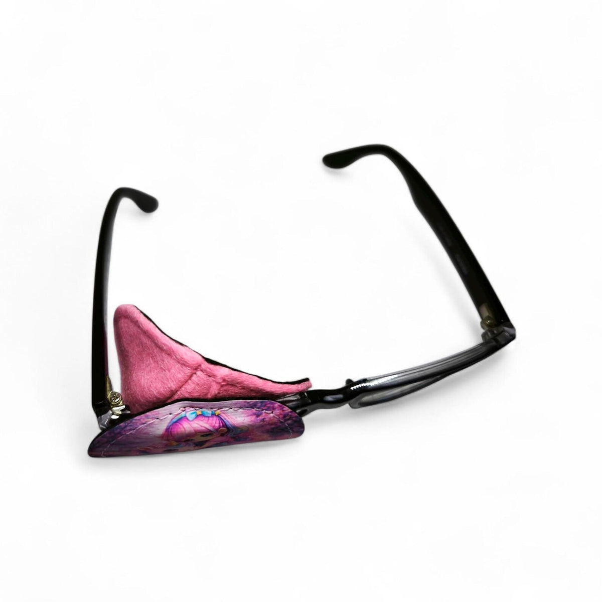 Side view of eye patch showing soft felt lining that doesn't touch skin
