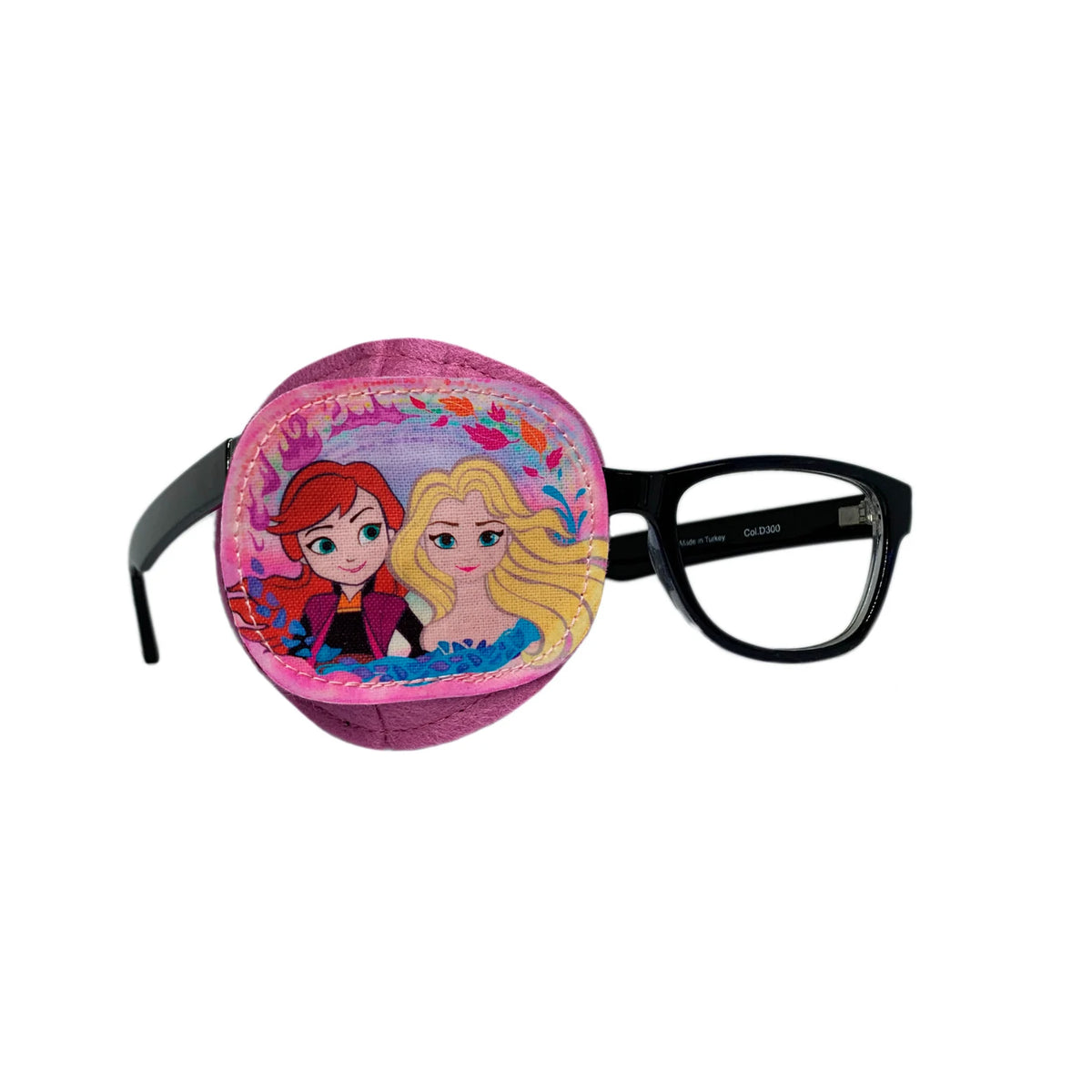 Pink full coverage eye patch with princess character on glasses